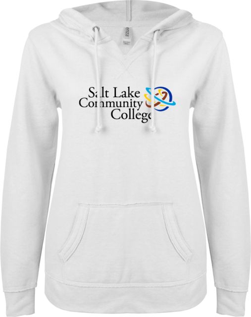 Salt Lake Community ENZA Womens V Notch Raw Edge Fleece Hoodie Instituitonal Mark - ONLINE ONLY