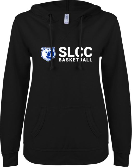 Salt Lake Community ENZA Womens V Notch Raw Edge Fleece Hoodie Basketball - ONLINE ONLY