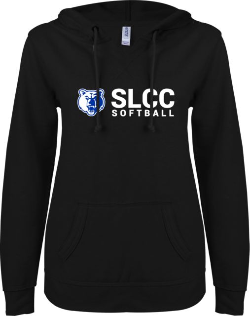 Salt Lake Community ENZA Womens V Notch Raw Edge Fleece Hoodie Softball - ONLINE ONLY