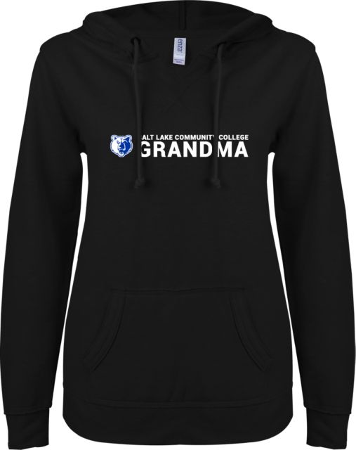 Salt Lake Community ENZA Womens V Notch Raw Edge Fleece Hoodie Grandma - ONLINE ONLY