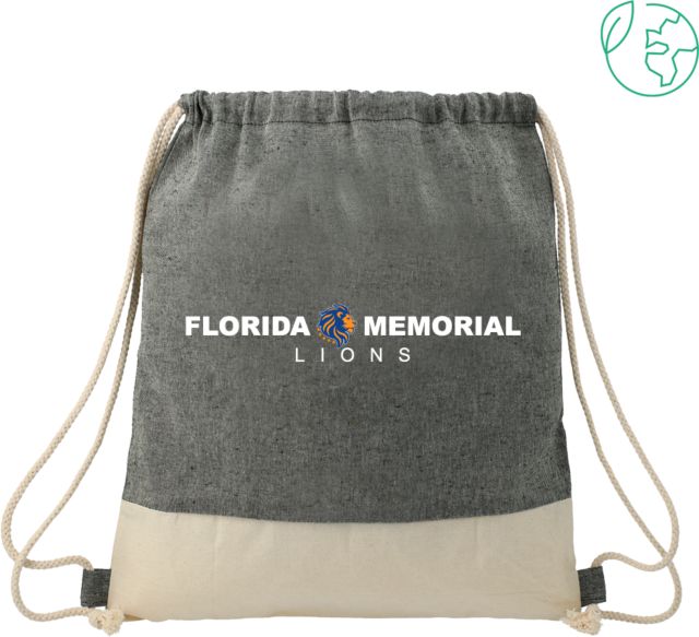 Florida Memorial Split Recycled Cotton Drawstring Bag Florida Memorial Lions Centered - ONLINE ONLY