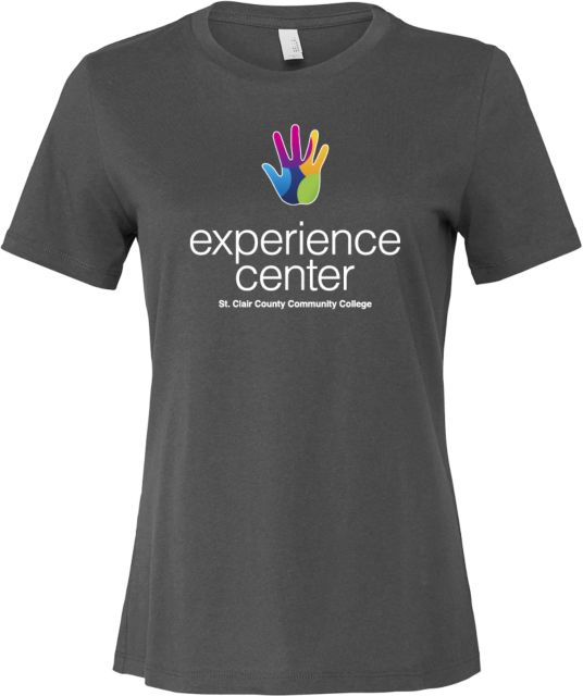 St. Clair  Bella + Canvas Womens Asphalt Relaxed Cotton T Shirt St Clair CC Experience Center Stacked - ONLINE ONLY