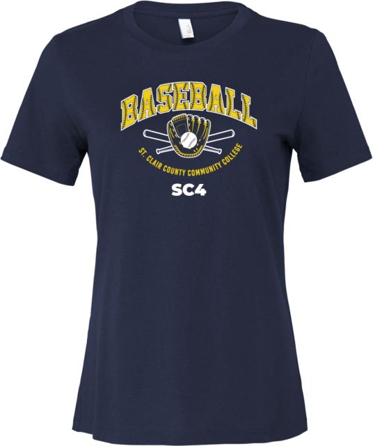 St. Clair  Bella + Canvas Womens Relaxed Cotton T Shirt SC4 Baseball Arch with Mitt - ONLINE ONLY