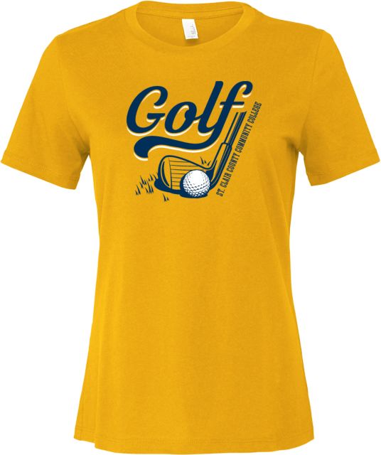 St. Clair  Bella + Canvas Womens Relaxed Cotton T Shirt SC4 Golf Closeup - ONLINE ONLY