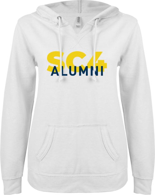 St. Clair  ENZA Womens V Notch Raw Edge Fleece Hoodie SC4 Alumni - ONLINE ONLY