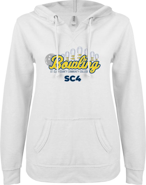 St. Clair  ENZA Womens V Notch Raw Edge Fleece Hoodie SC4 Bowling Pins - ONLINE ONLY