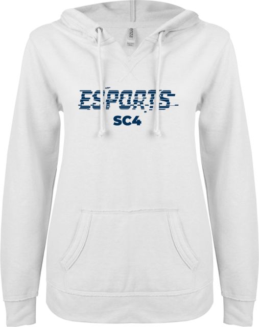 St. Clair  ENZA Womens V Notch Raw Edge Fleece Hoodie SC4 ESports Glitch - ONLINE ONLY