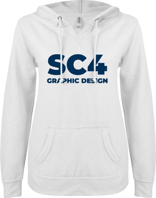 St. Clair  ENZA Womens V Notch Raw Edge Fleece Hoodie SC4 - Graphic Design - ONLINE ONLY