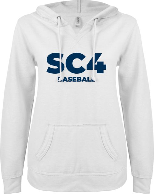 St. Clair  ENZA Womens V Notch Raw Edge Fleece Hoodie SC4 - Baseball - ONLINE ONLY