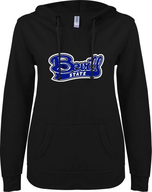 Bevill State Comm ENZA Womens V Notch Raw Edge Fleece Hoodie Bevill State - ONLINE ONLY