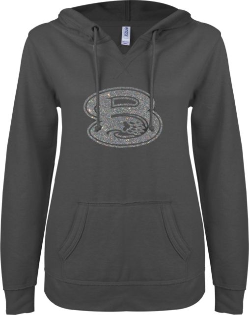 Bevill State Comm ENZA Womens V Notch Raw Edge Fleece Hoodie A Soft Glitter - ONLINE ONLY