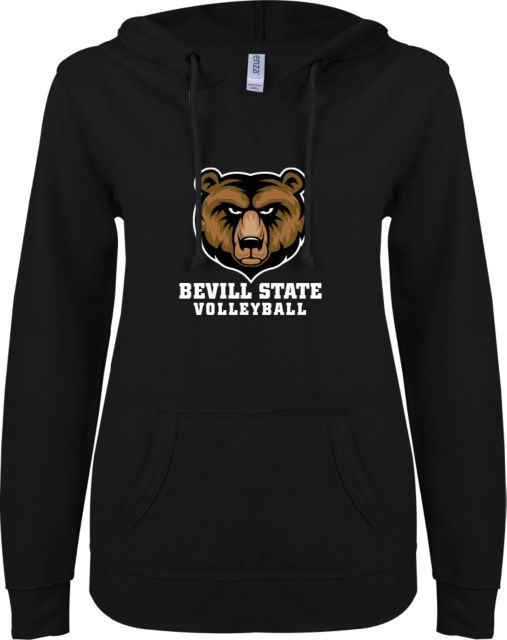 Bevill State Comm ENZA Womens V Notch Raw Edge Fleece Hoodie Volleyball - ONLINE ONLY