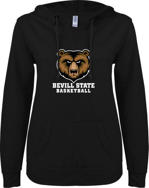Bevill State Comm ENZA Womens V Notch Raw Edge Fleece Hoodie Basketball - ONLINE ONLY