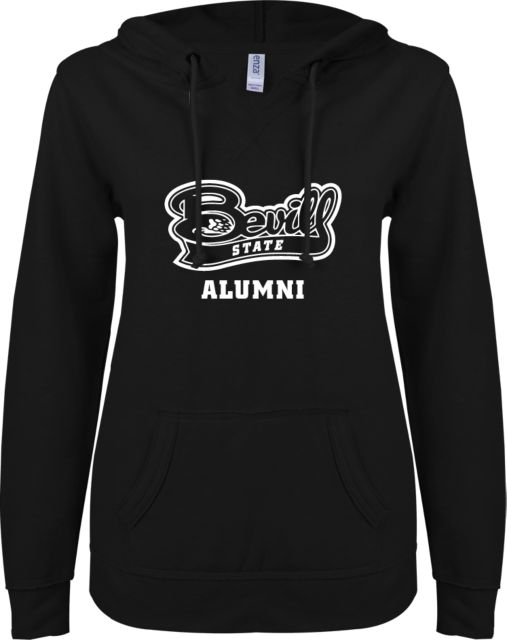 Bevill State Comm ENZA Womens V Notch Raw Edge Fleece Hoodie Alumni - ONLINE ONLY