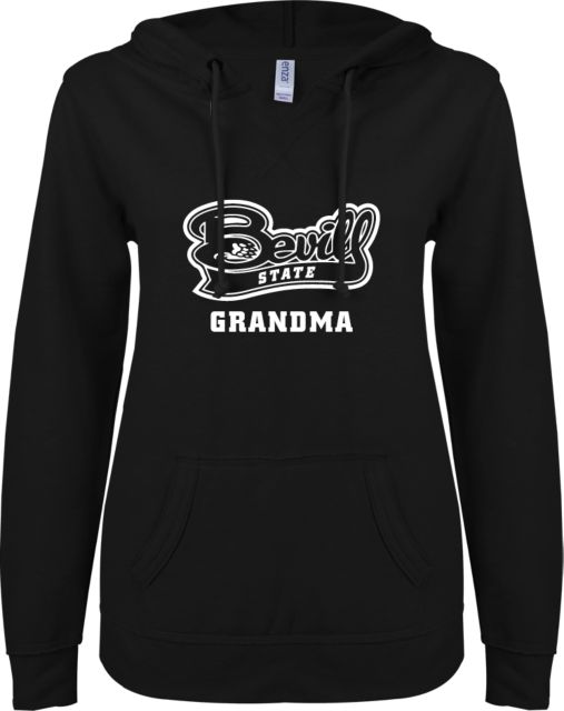 Bevill State Comm ENZA Womens V Notch Raw Edge Fleece Hoodie Grandma - ONLINE ONLY