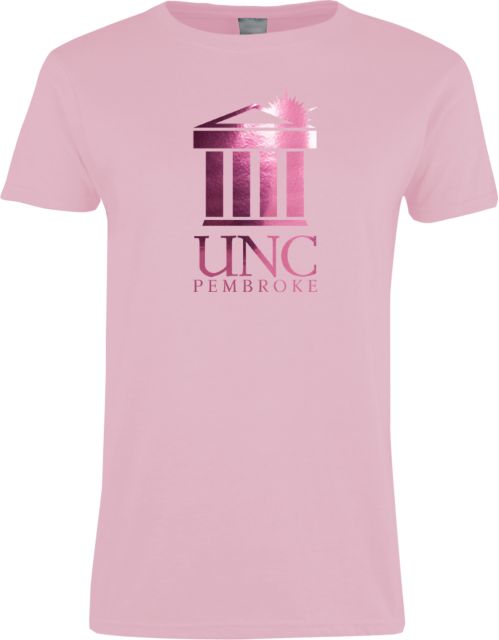 UNC Pembroke Ladies Juniors Varsity V Neck Tee Braves Wordmark | White | White/Grey Heather | XLarge