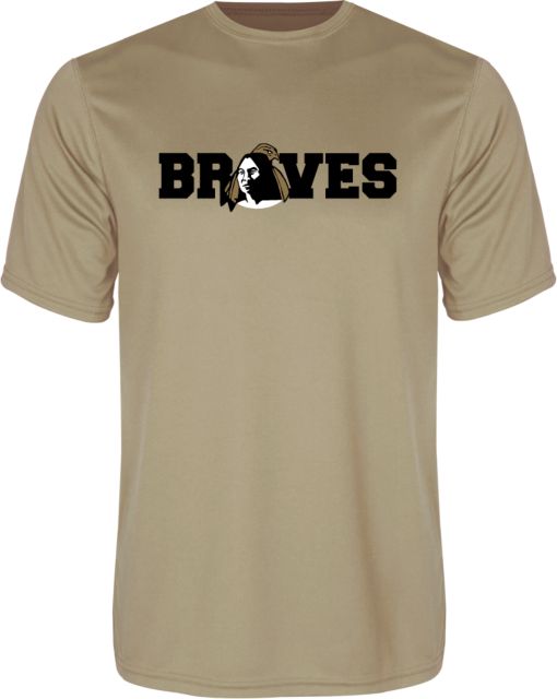 UNC Pembroke Short Sleeve Performance Fishing Shirt Braves Wordmark | White | Medium