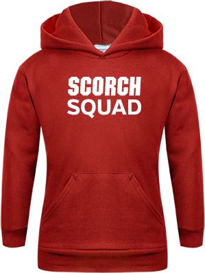 MSUM Youth Fleece Hoodie Scorch Squad Text - ONLINE ONLY
