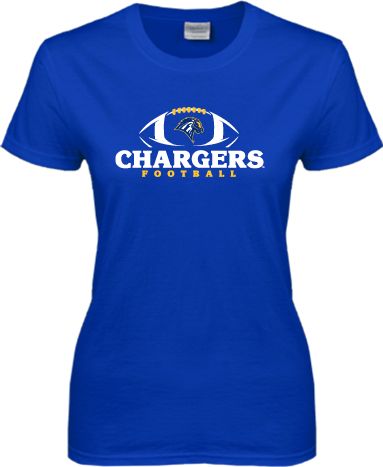 New Haven Ladies T Shirt Chargers Football Stacked - ONLINE ONLY