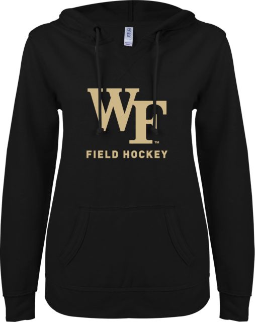 Wake Forest ENZA Ladies V Notch Raw Edge Fleece Hoodie Field Hockey - ONLINE ONLY