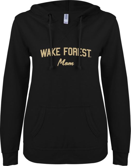 Wake Forest ENZA Ladies V Notch Raw Edge Fleece Hoodie Mom - ONLINE ONLY