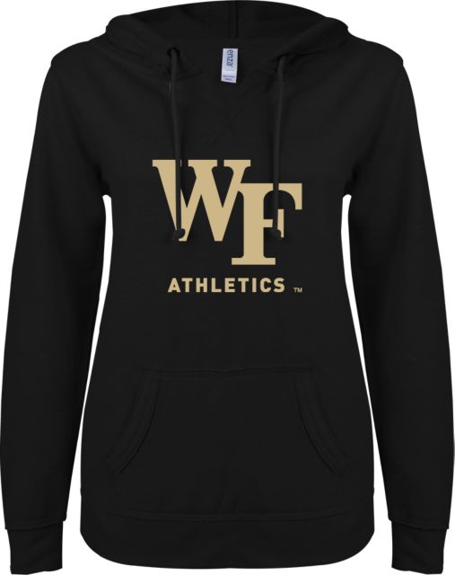 Wake Forest ENZA Ladies V Notch Raw Edge Fleece Hoodie Wake Forest - ONLINE ONLY