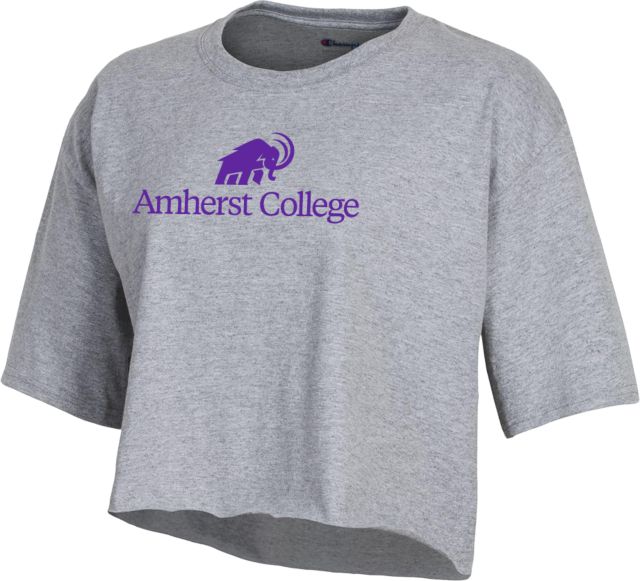 Amherst College Champion Womens Crop Tee Amherst College Mammoth Lock Up Centered - ONLINE ONLY