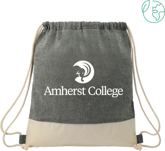 Amherst College Split Recycled Cotton Drawstring Bag Amherst College Circle Mammoth Stacked - ONLINE ONLY