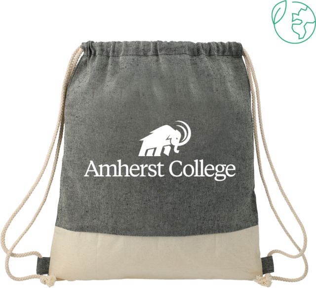Amherst College Split Recycled Cotton Drawstring Bag Amherst College Mammoth Lock Up Centered - ONLINE ONLY