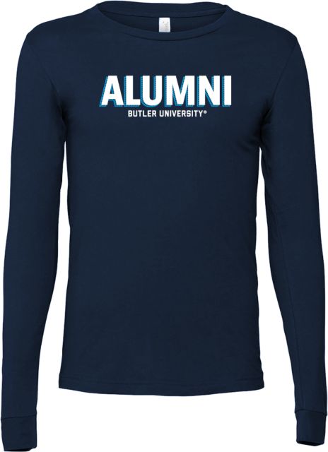 Butler Bella + Canvas Jersey Cotton Long Sleeve T Shirt Butler University Alumni Block Text Design - ONLINE ONLY