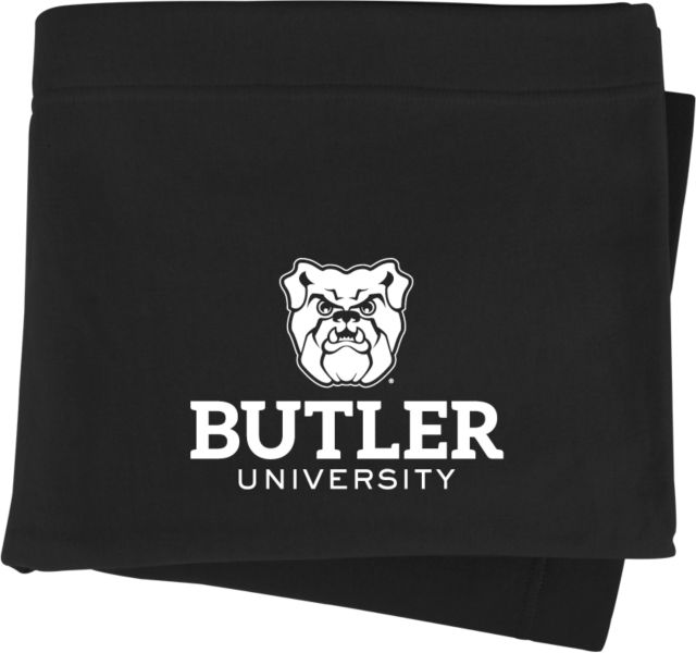 Butler Sweatshirt Blanket Butler University with Bulldog Head Stacked - ONLINE ONLY
