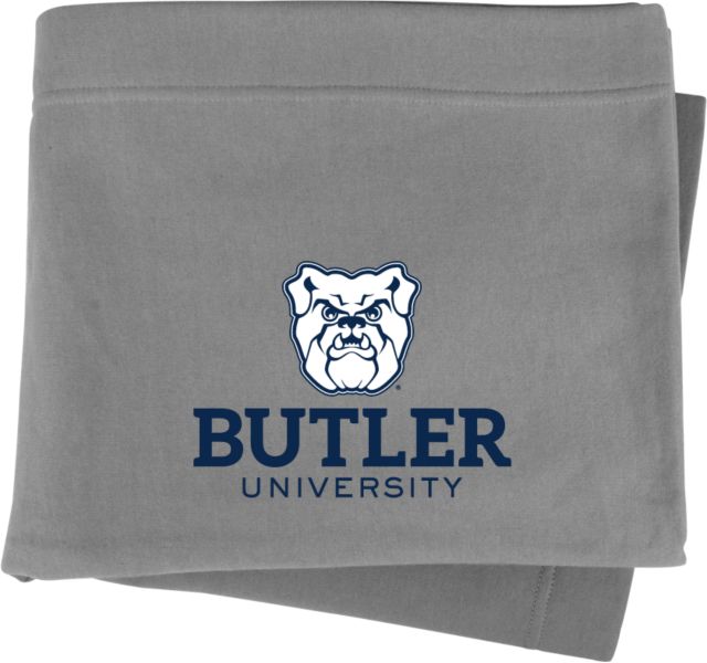 Butler Sweatshirt Blanket Butler University with Bulldog Head Stacked - ONLINE ONLY