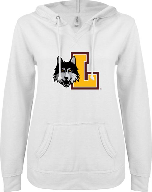 Loyola Chicago ENZA Ladies V Notch Raw Edge Fleece Hoodie - ONLINE ONLY