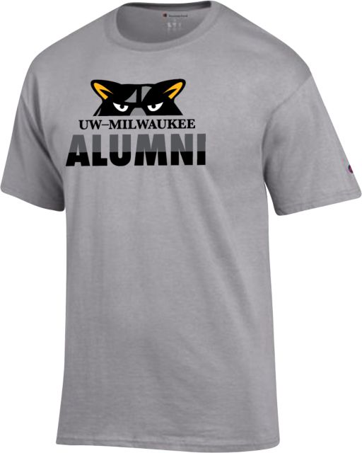 Wisconsin Milwaukee Champion Oxford T Shirt UW Milwaukee Top Half Panther Face Alumni - ONLINE ONLY