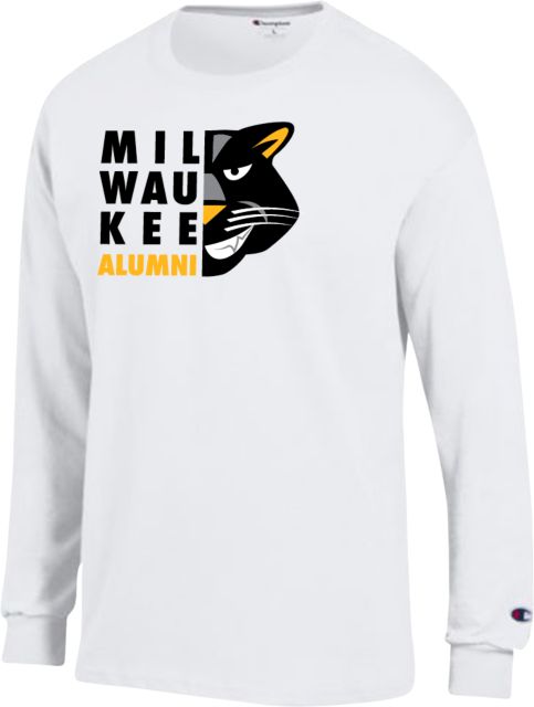 Wisconsin Milwaukee Champion Long Sleeve T Shirt Milwaukee Alumni Half Panther Face - ONLINE ONLY