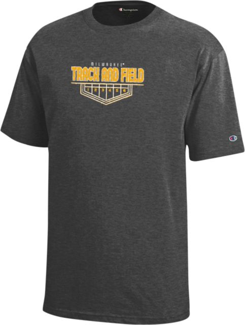 Wisconsin Milwaukee Champion Youth Granite Heather Short Sleeve Tee UW Milwaukee Panthers Track and Field Design - ONLINE ONLY