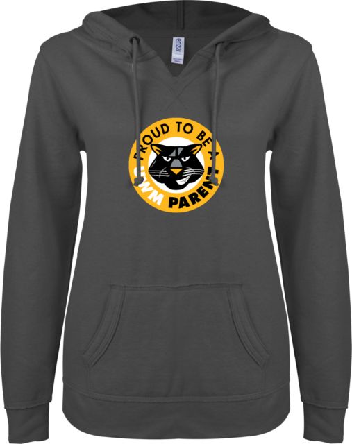 Wisconsin Milwaukee ENZA Womens V Notch Raw Edge Fleece Hoodie Panther Head Proud To Be A UWM Parent - ONLINE ONLY