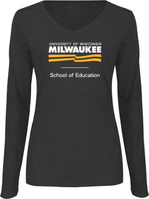 Wisconsin Milwaukee Womens Long Sleeve V Neck Tee  UWM School of Education Condensed Mark - ONLINE ONLY