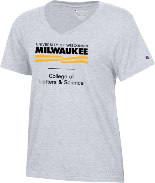 Wisconsin Milwaukee Champion Womens  Oxford Core VNeck Tee UWM College of Letters and Science Condensed Mark - ONLINE ONLY