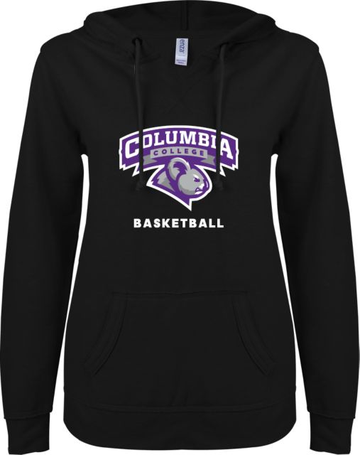 Columbia College (SC) ENZA Ladies V Notch Raw Edge Fleece Hoodie Basketball - ONLINE ONLY