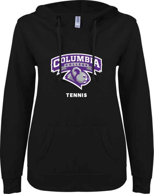 Columbia College (SC) ENZA Ladies V Notch Raw Edge Fleece Hoodie Tennis - ONLINE ONLY