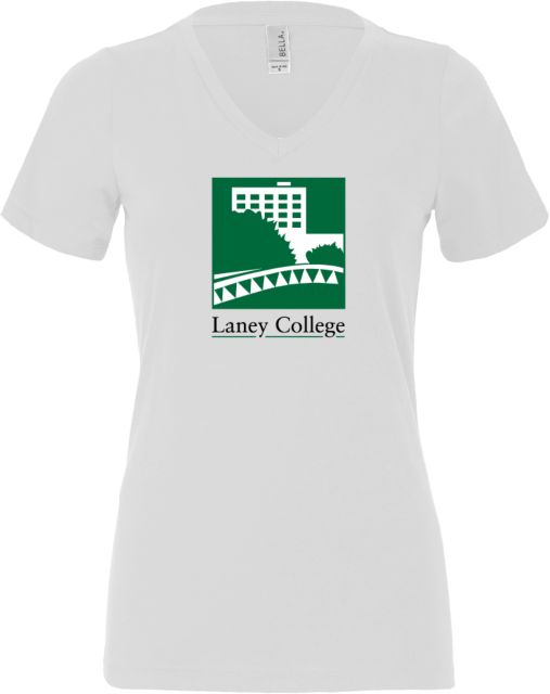 Laney College Bella + Canvas Womens V Neck Cotton T Shirt Laney College Logo - ONLINE ONLY