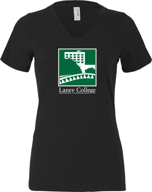 Laney College Bella + Canvas Womens V Neck Cotton T Shirt Laney College Logo - ONLINE ONLY