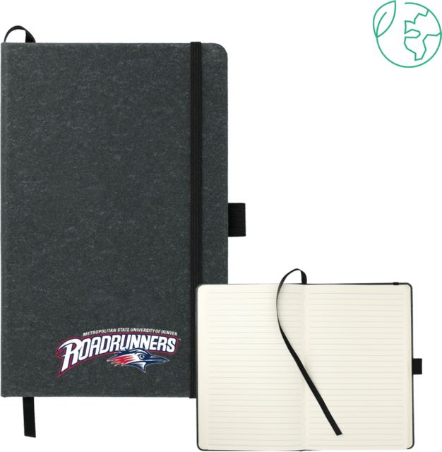 MSU Denver 5.5 x 8.5 FSC Mix Recycled Leather Bound Journal Primary Mark
