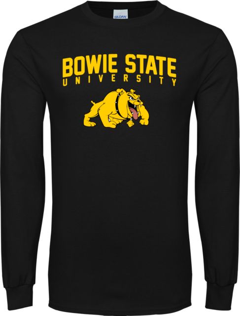 Bowie State Long Sleeve T Shirt Bowie State University Arched with Bulldog - ONLINE ONLY
