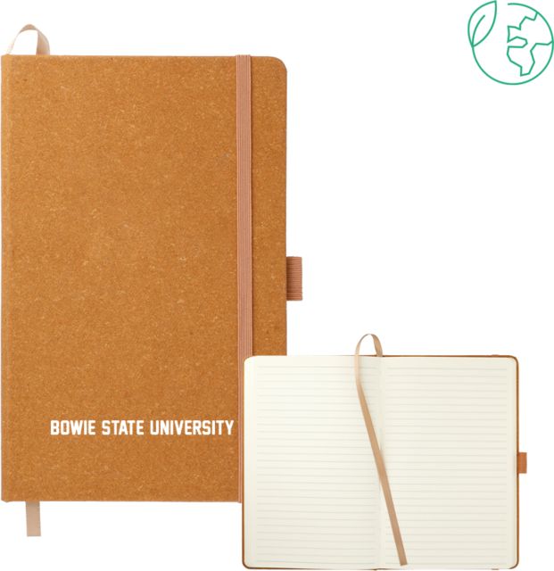 Bowie State 5.5 x 8.5 Natural FSC Mix Recycled Leather Bound Journal Bowie State University Flat - ONLINE ONLY