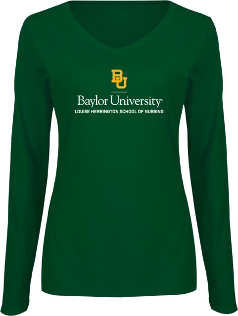 Baylor Ladies Long Sleeve V Neck Tee Louise Herrington School of Nursing - ONLINE ONLY