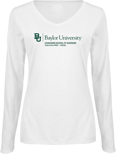 Baylor Ladies Long Sleeve V Neck Tee Executive MBA Dallas - ONLINE ONLY