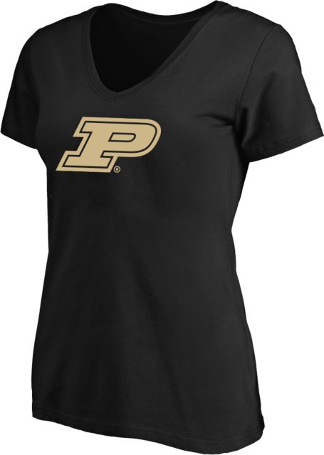 Purdue Womens Plus V Neck T Shirt Primary Athletic Mark - ONLINE ONLY