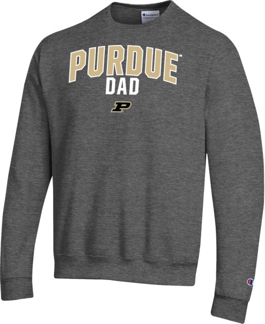 Purdue Champion Granite Heather Fleece Crew Arched Purdue Dad - ONLINE ONLY
